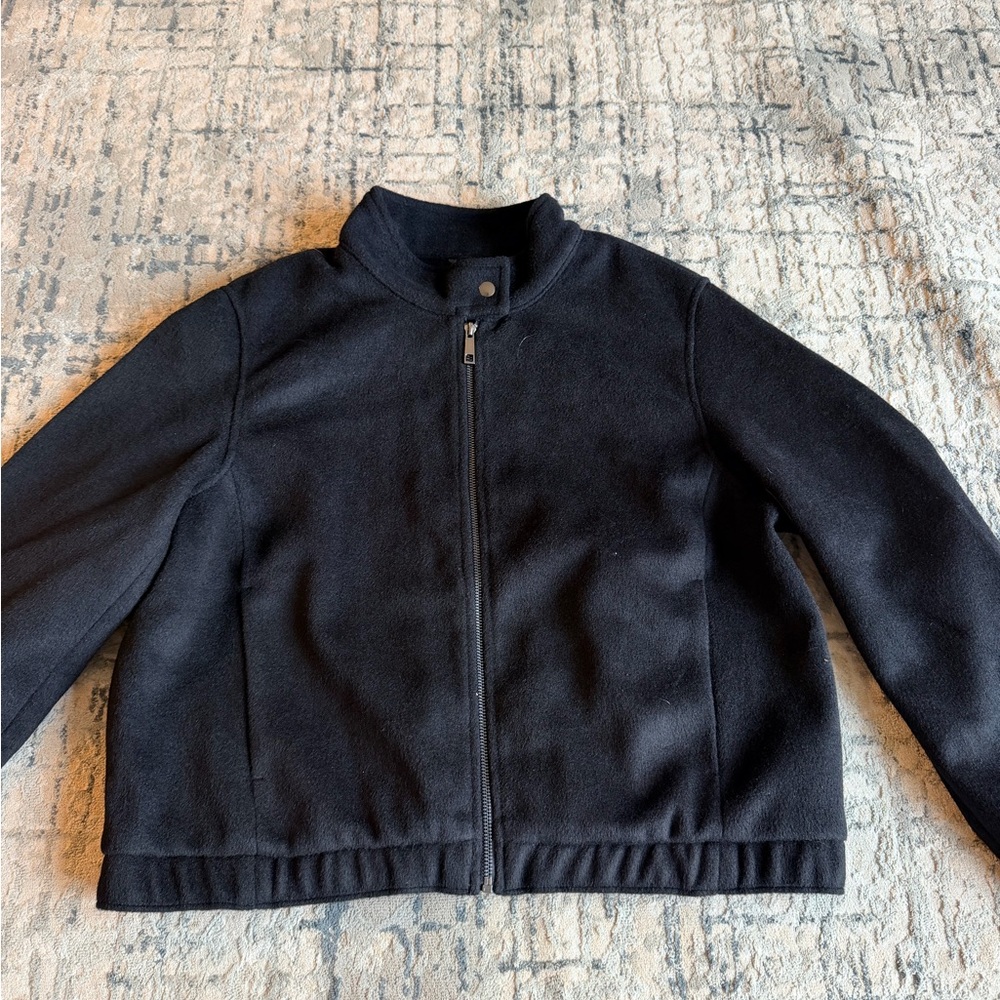Time and Tru Black Fleece Zip-Up Jacket – Size Large - Picture 1 of 6